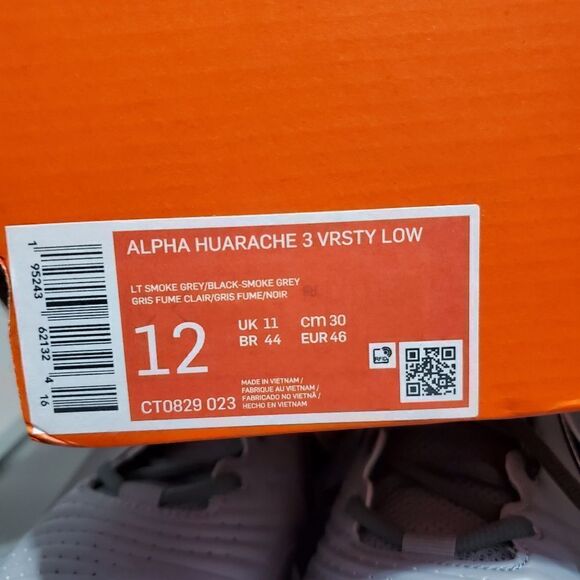 Nike Alpha Huarache 3 Varsity Low Mens Sz 12 Cleat Light Grey Black CT0829-023 - Picture 12 of 12